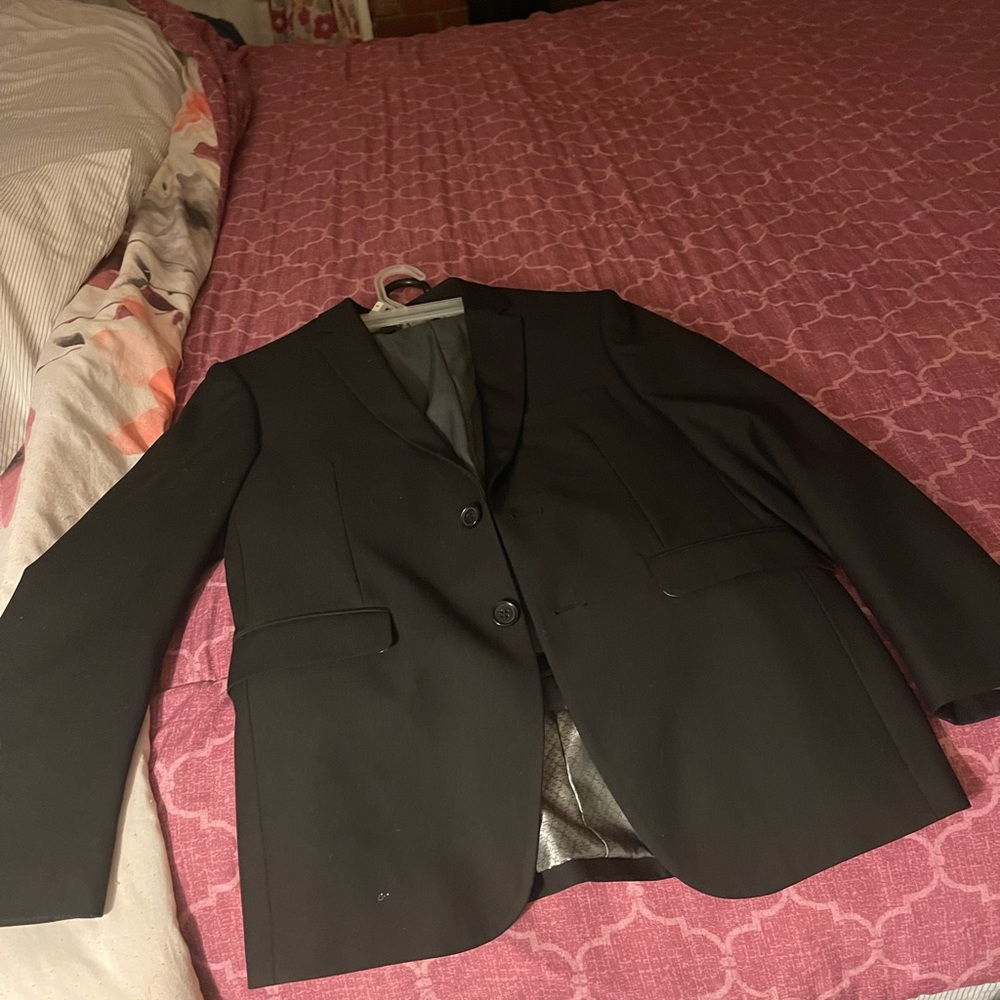 Mens suit grey bottoms and  black jacket